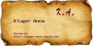 Kluger Anna névjegykártya
